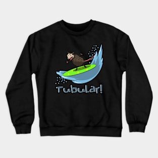 Surfing opossum tubular Crewneck Sweatshirt